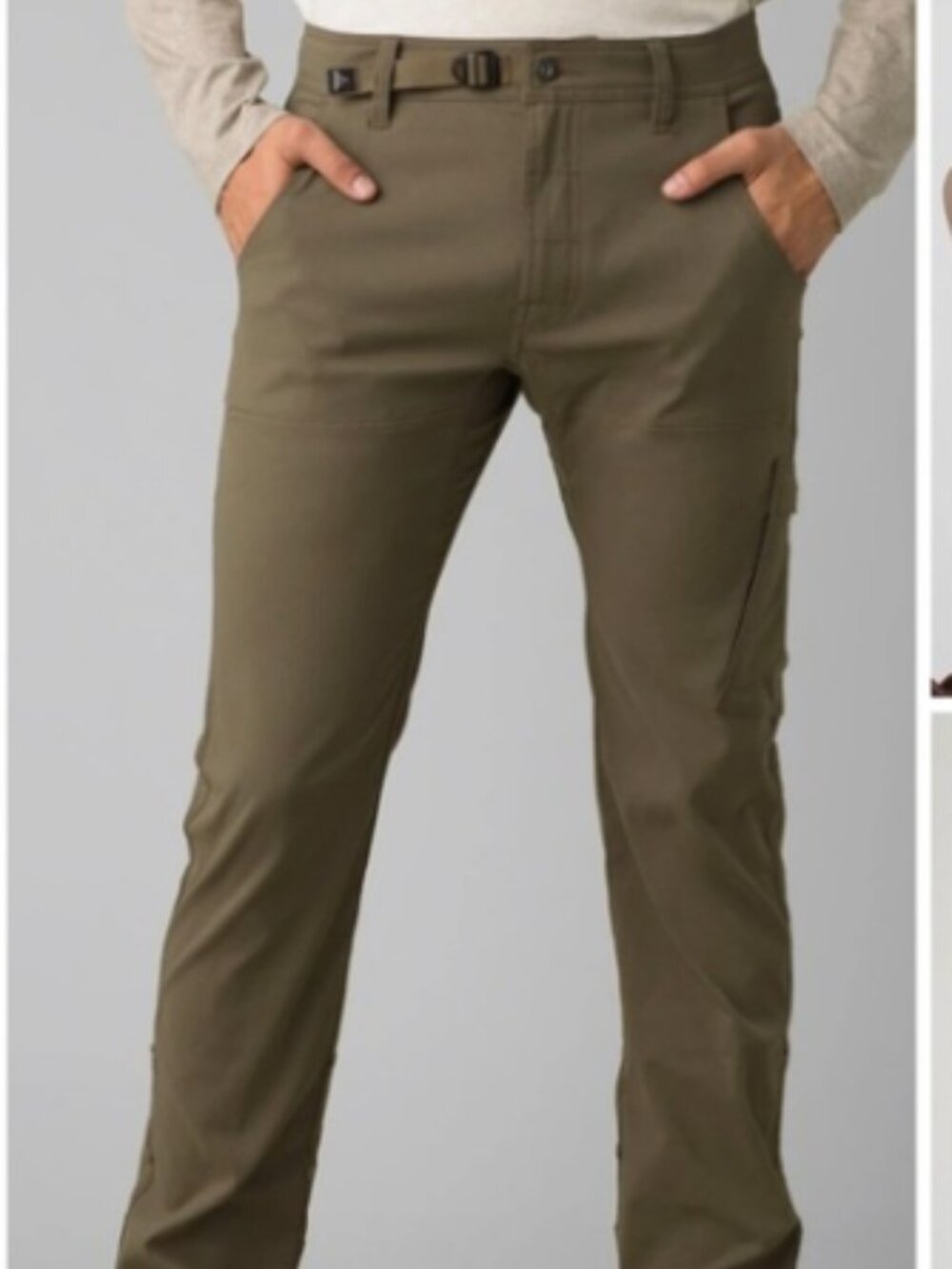 prAna Men’s Stretch Zion Cinch Pants – Size XL x 30L – Olive Green NWOT